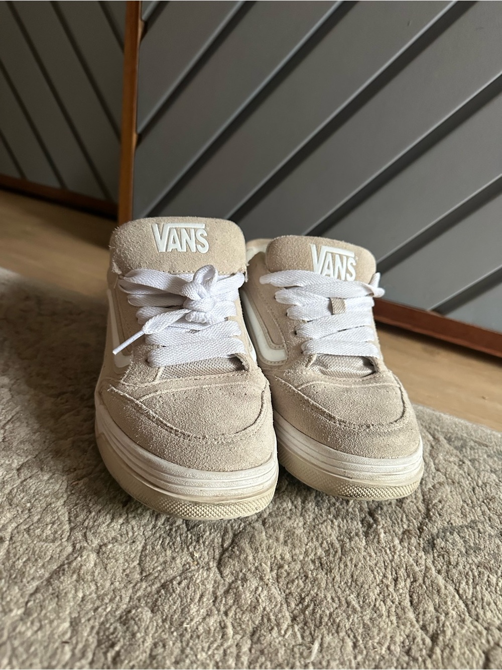 Vans Tan Suede Low-Top Sneakers with White Laces